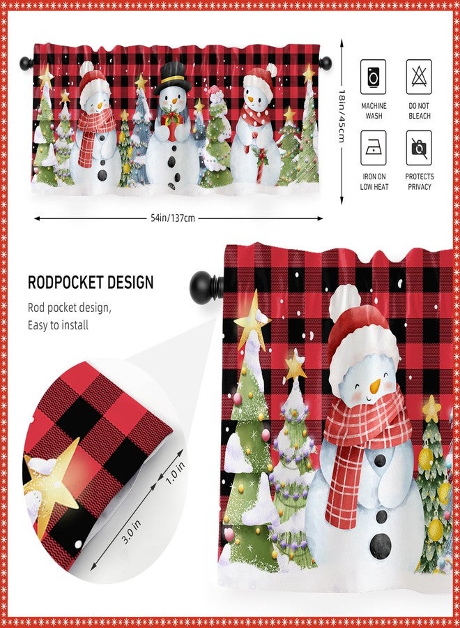 JRLCTECH Snowman Christmas Valance Curtain for Kitchen, Christmas Decorations Window Valance Curtains, Winter Tree Snowman Curtain Drapes for Living Room Bedroom 54x18 in, Rod Pocket Window Treatment - Image 4